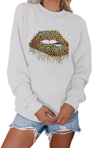 Stockpapa Apparel LADIES Rundhals-Sweatshirt mit Leoparden-Lippen-Grafik