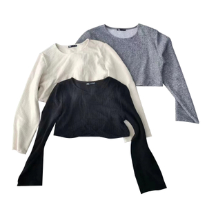 Stockpapa ZaRa, Damen-Pullover, einfarbig, neuestes Design, langärmelig, Marke Overruns, kurzer Pullover