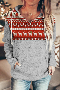 Stockpapa Damen Kapuzenpullover mit weihnachtlichem Rentier-Print und Nähten