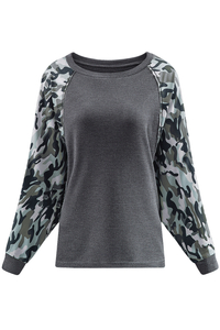 Stockpapa Damen Squadron Thermal Camo Contrast Dolman Top Stock Garments