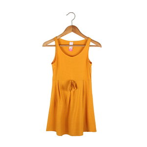 High Fashion 100 % Baumwolle Sommer lässig formelle Kleider für Frauen ohne Ärmel langes orangefarbenes elegantes Kleid